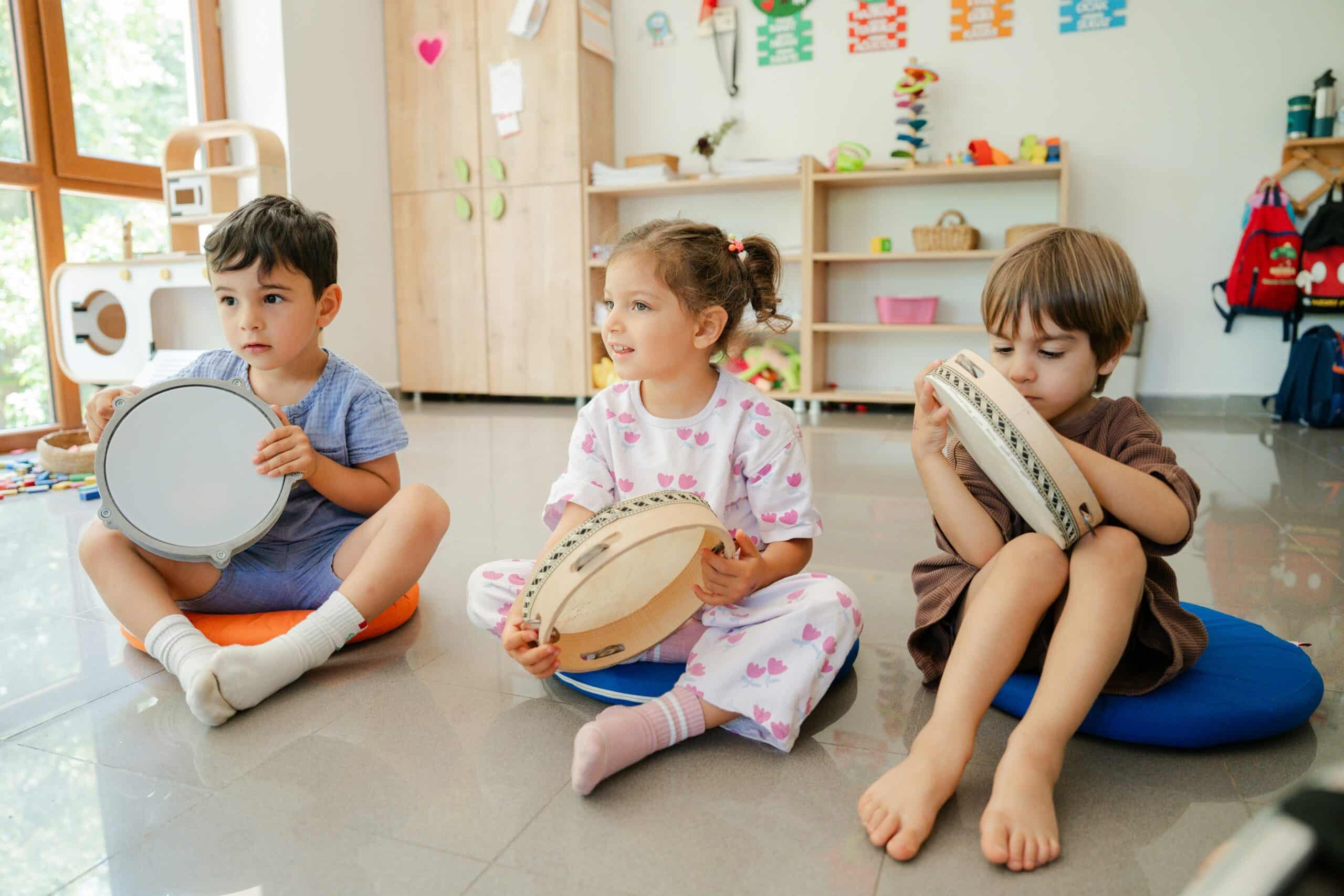 Children playing with musical instruments